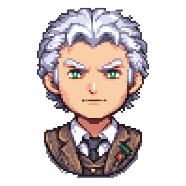 Professor Oak from Pokemon with grey hair sticker