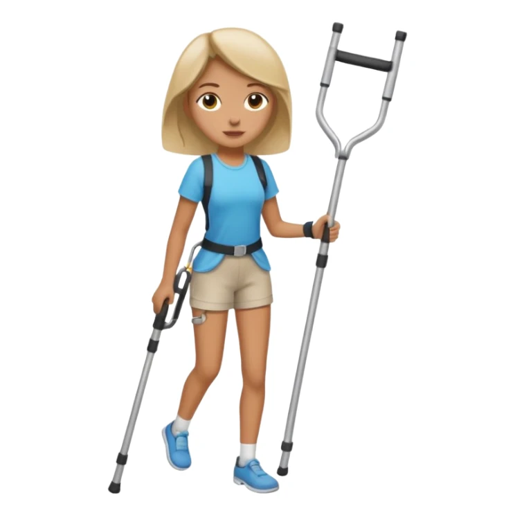 Girl on one crutch and hip brace falling sticker