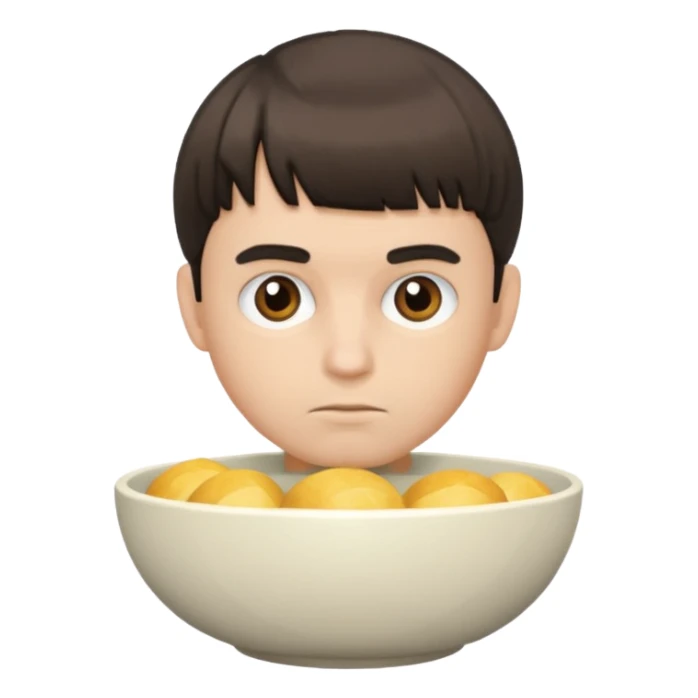 Man with bowl haircut and bushy eyebrows  sticker