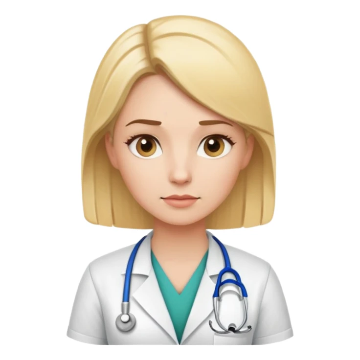 blonde female physical therapist with thoughtful expression, wearing professional medical attire sticker