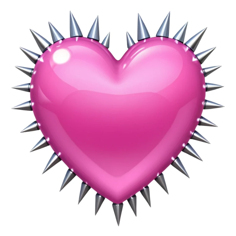 pink glittery heart with chrome spikes sticker