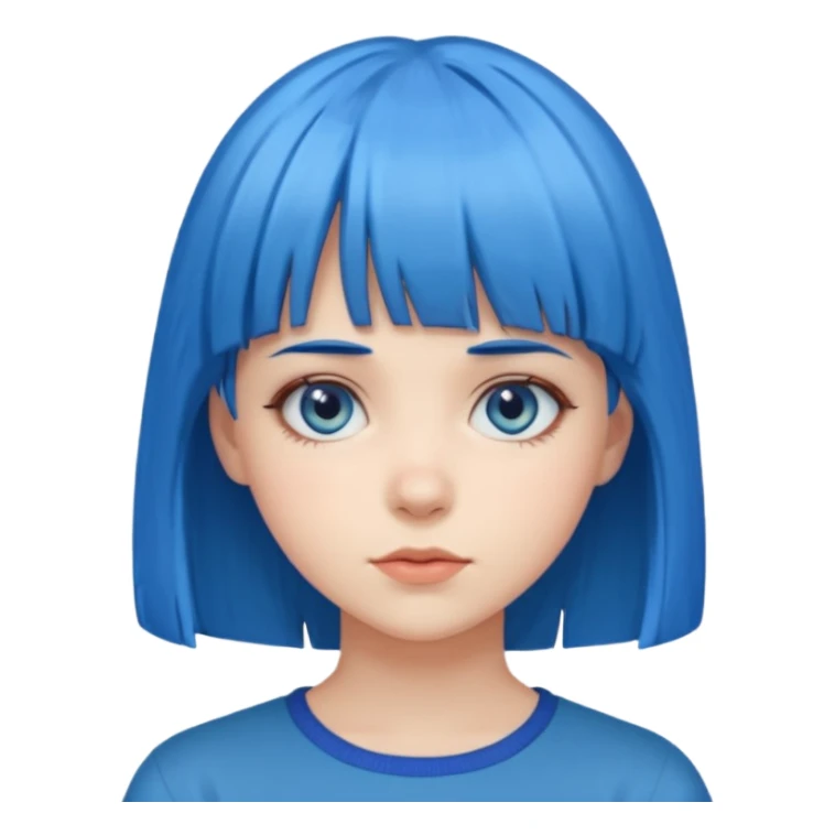 girl with bangs and blue hair just face sticker