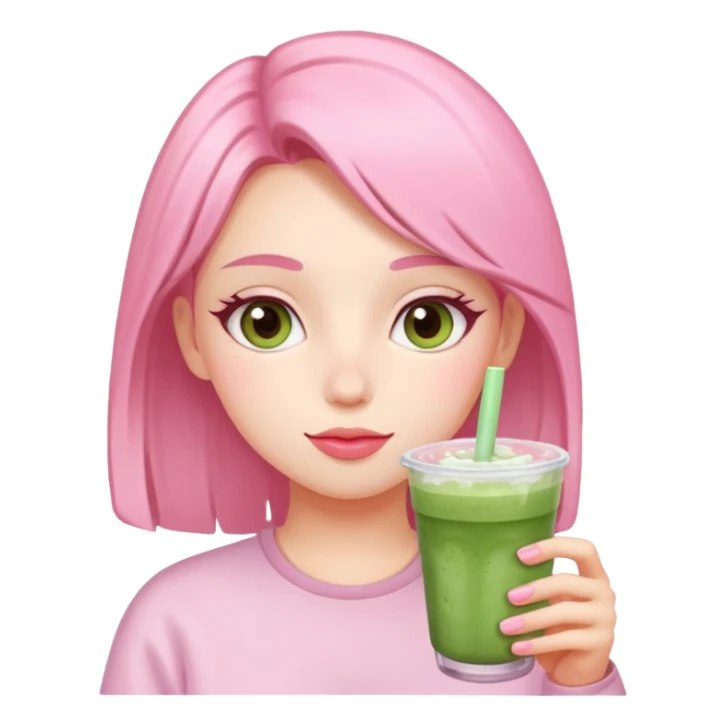 Summer Girl with iced pink matcha  sticker