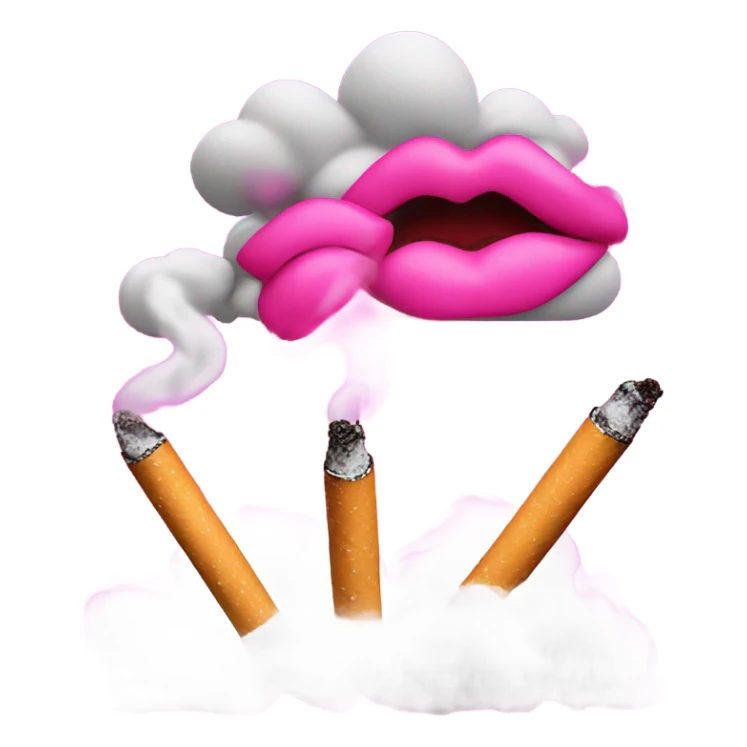 Neon pink lips are blowing smoke, and a cigarette is in her mouth sticker