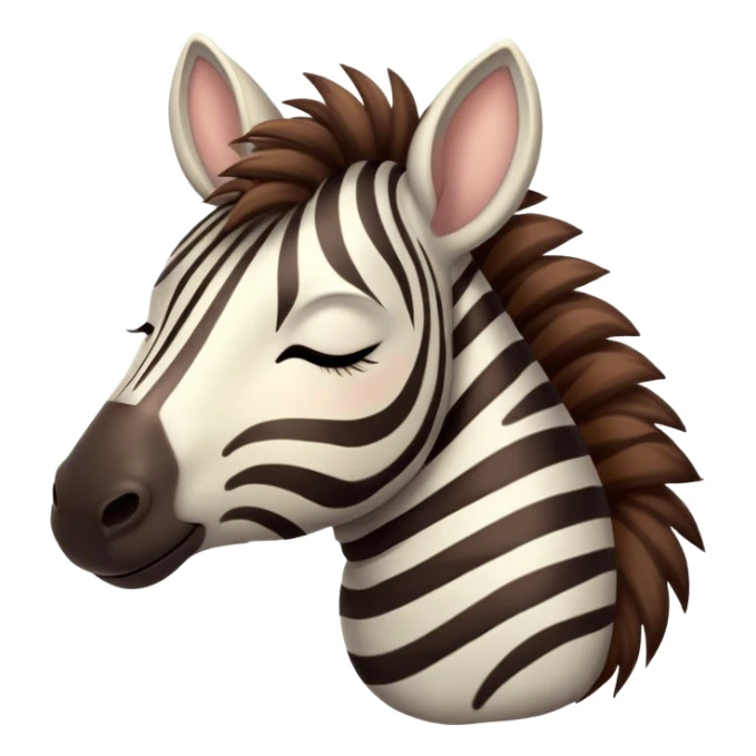 Meme-Worthy Cute Sleeping Zebra Portrait Emoji, Head resting peacefully with a contented smile, showcasing a lean, graceful build and a luxuriously soft striped Fur, eyes shut in a serene, restful nap, Simplified yet hilariously adorable features, highly detailed, glowing with a soft, drowsy light, high shine, relaxed and utterly lovable, stylized with an air of playful laziness, bright and heartwarming, soft glowing outline, capturing the essence of a comically sleepy zebra, so meme-worthy it feels like it could instantly become the next viral sensation of adorable slumber! sticker