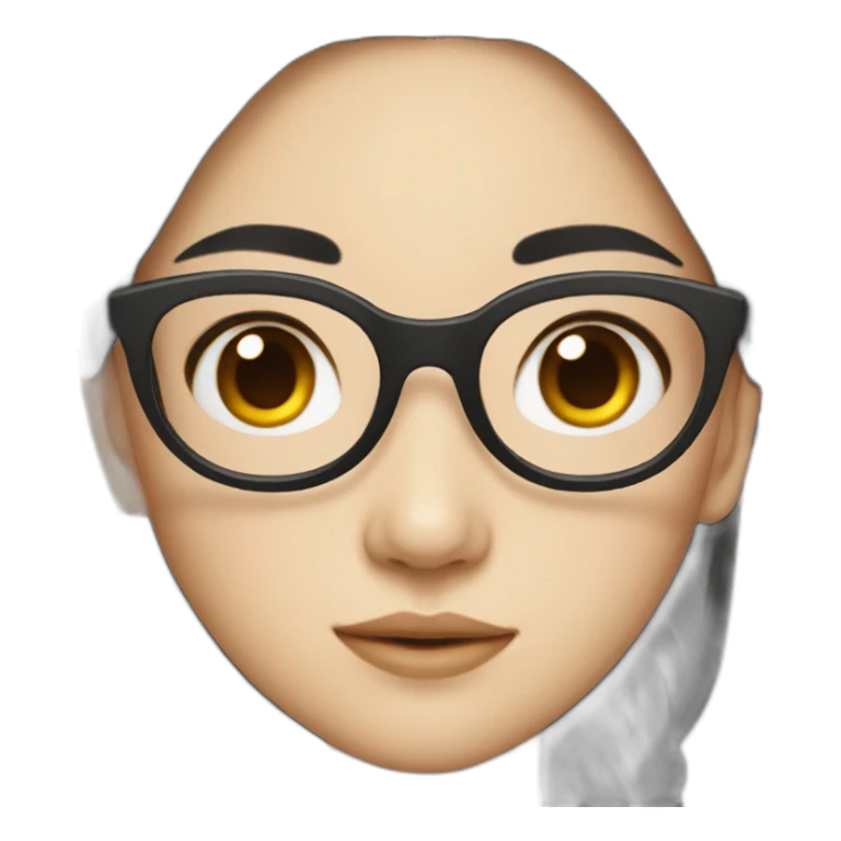 chinese girl with black long hair with glasses sticker