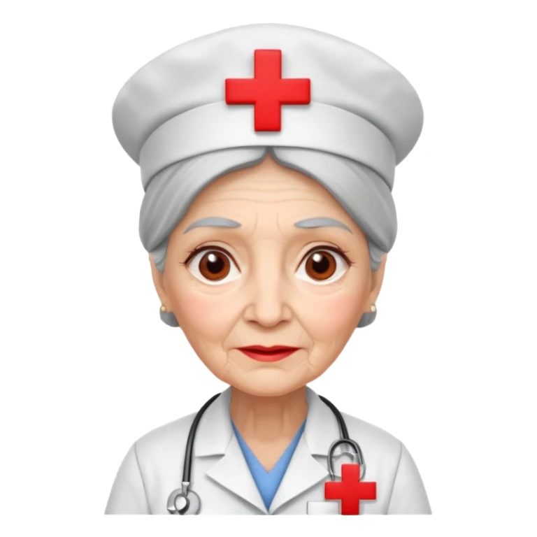 old woman nurse, red cross hat sticker
