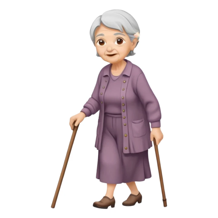 Old woman walking with cane sticker