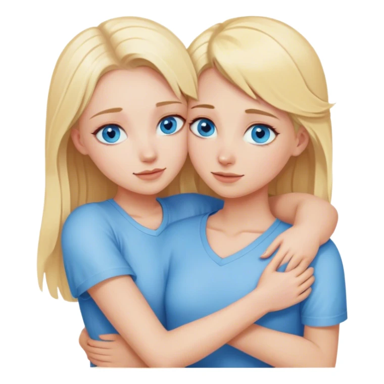 Two blonde girls with blue eyes hug sticker