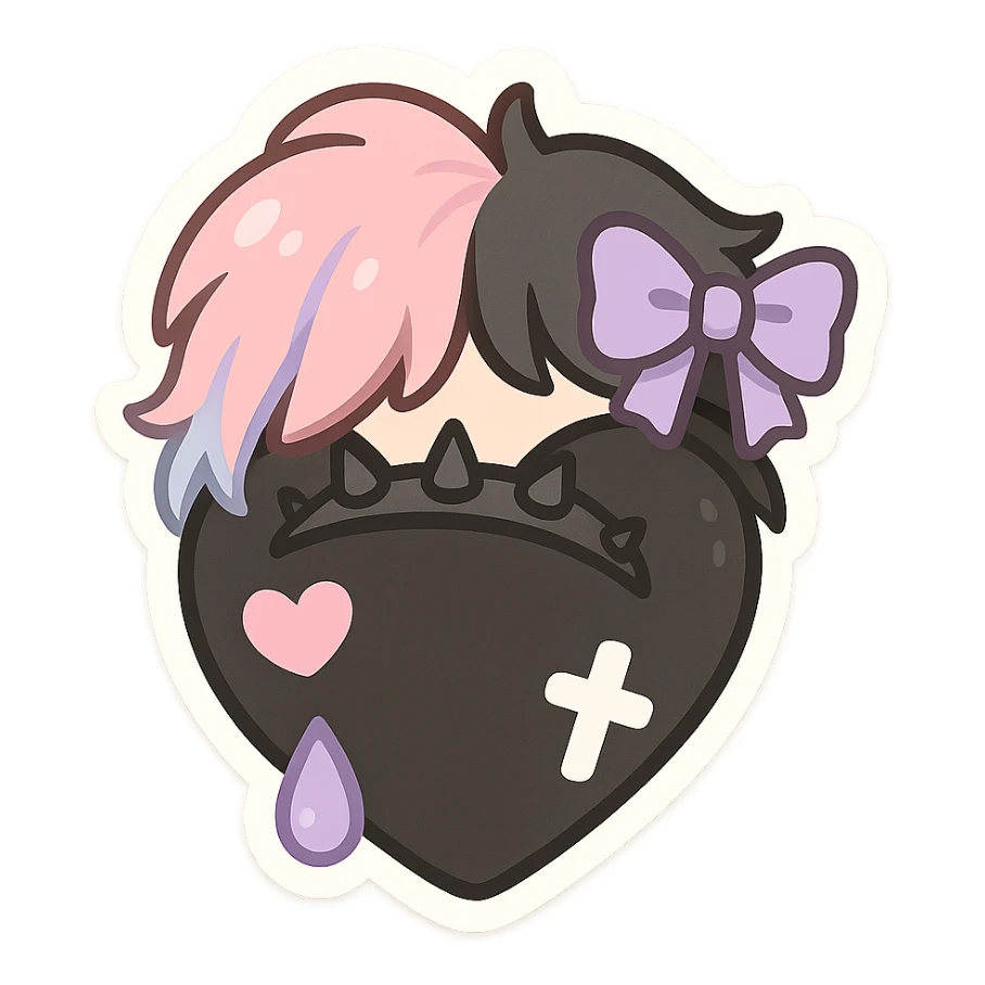 pastel emo black object   sticker