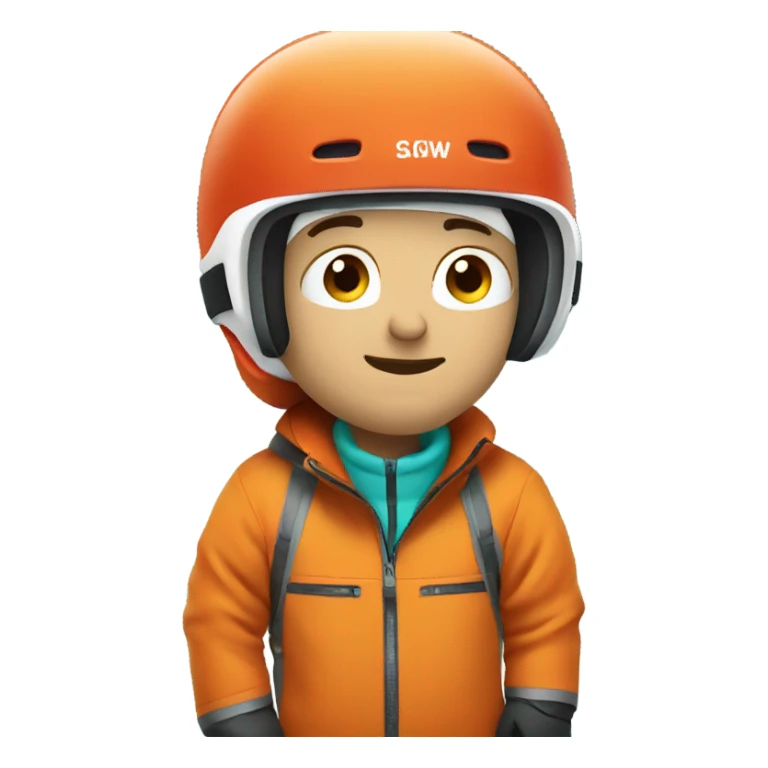 white Skier man wearing orange jacket and a RED HELMET and turquoise pants sticker