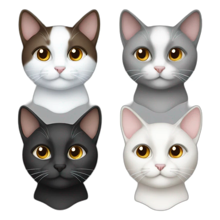 one cat dark brown and white and one cat grey and white sticker