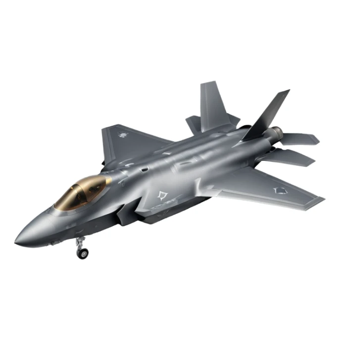 Realistic F-35 fighter jet in flight with no background. sticker