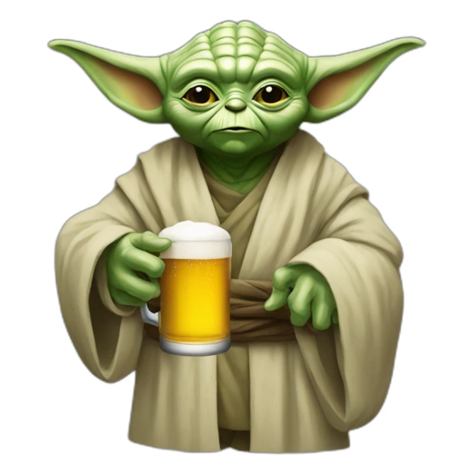 Yoda avec un beer a la main sticker