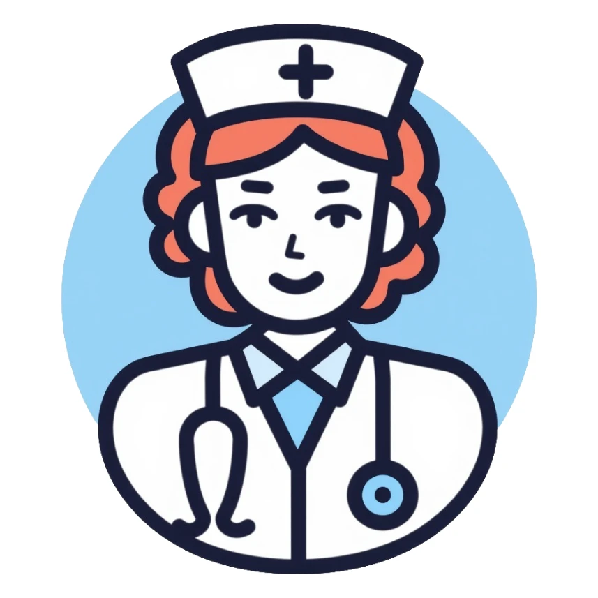 nurse icon with medical symbols sticker
