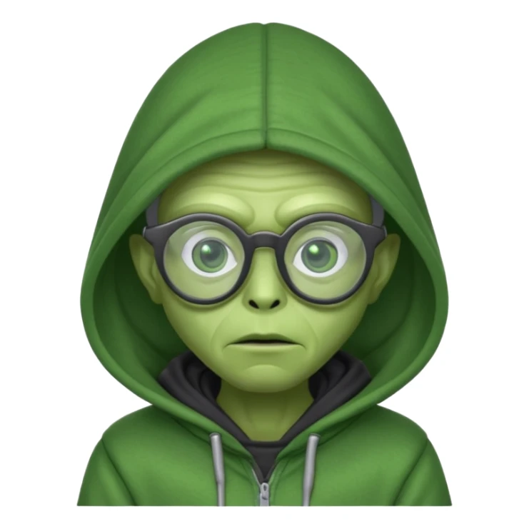 alien wear hoodie and glasses in star war sticker