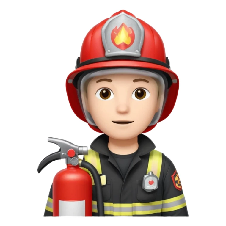 Firefighter with white color helmet with fire extinguisher sticker