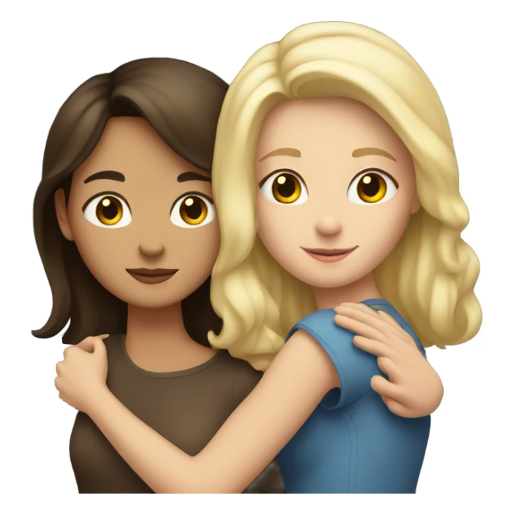 Short Brunette and tall blonde girls hugging sticker