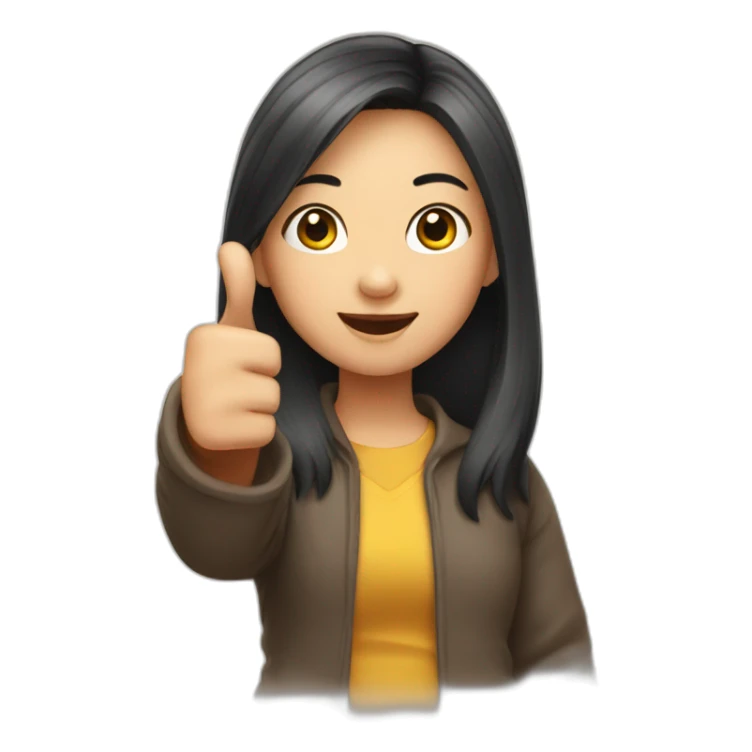 asian girl thumbs up sticker