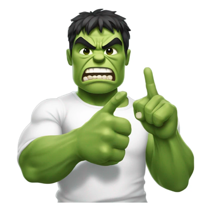 Hulk holding index finger and middle finger up (peace sign) sticker