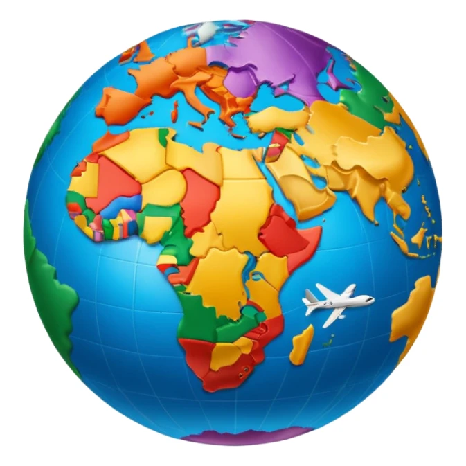 Globe Showing Europe-Africa with plane flying around it sticker