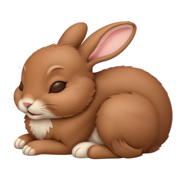 Meme-Worthy Cute Sleeping Brown Rabbit Portrait Emoji, Head resting peacefully with a contented smile, showcasing a delightfully sturdy build and a luxuriously soft brown fur, eyes shut in a serene nap, Simplified yet hilariously adorable features, highly detailed, glowing with a soft, drowsy light, high shine, relaxed and utterly lovable, stylized with an air of playful laziness, bright and heartwarming, soft glowing outline, capturing the essence of a comically sleepy bunny, so meme-worthy it feels like it could instantly become the next viral sensation of adorable slumber! sticker