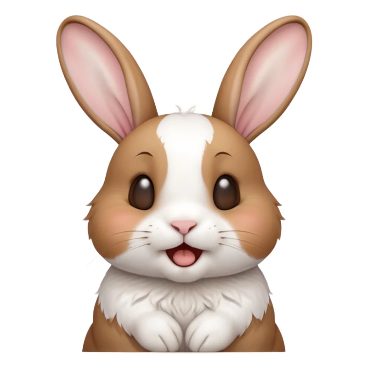 Cinematic Cute Yawning White and Brown Rabbit Portrait Emoji, Head tilted slightly with a dramatic, wide-open yawn, showcasing a soft, patterned fur with crisp white and warm brown patches, floppy ears slightly drooping, round eyes barely open in drowsy contentment, Simplified yet irresistibly adorable features, highly detailed, glowing with a soft, cozy glow, high shine, relaxed yet expressive, stylized with a touch of whimsy, bright and endearing, soft glowing outline, capturing the essence of a sleepy yet affectionate bunny, so drowsy it feels like it could stretch out of the screen and curl up for a nap! sticker