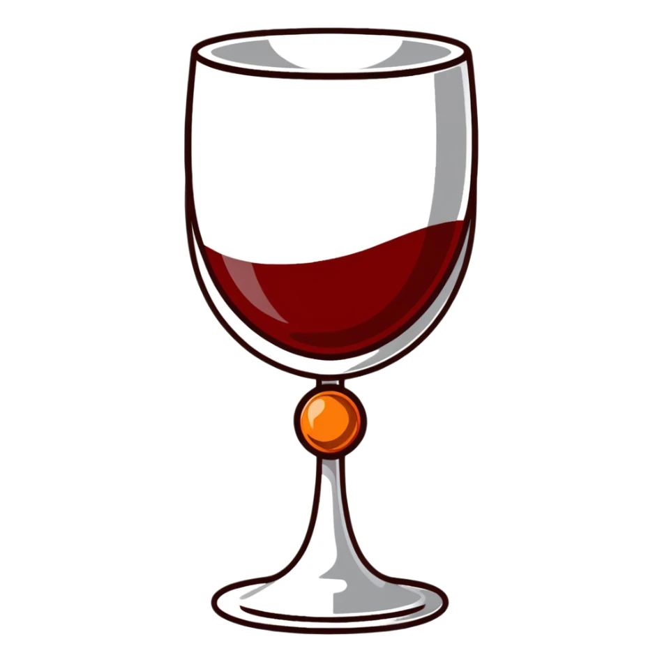 fancy silver goblet adorned with red amber stones containing dark red wine sticker