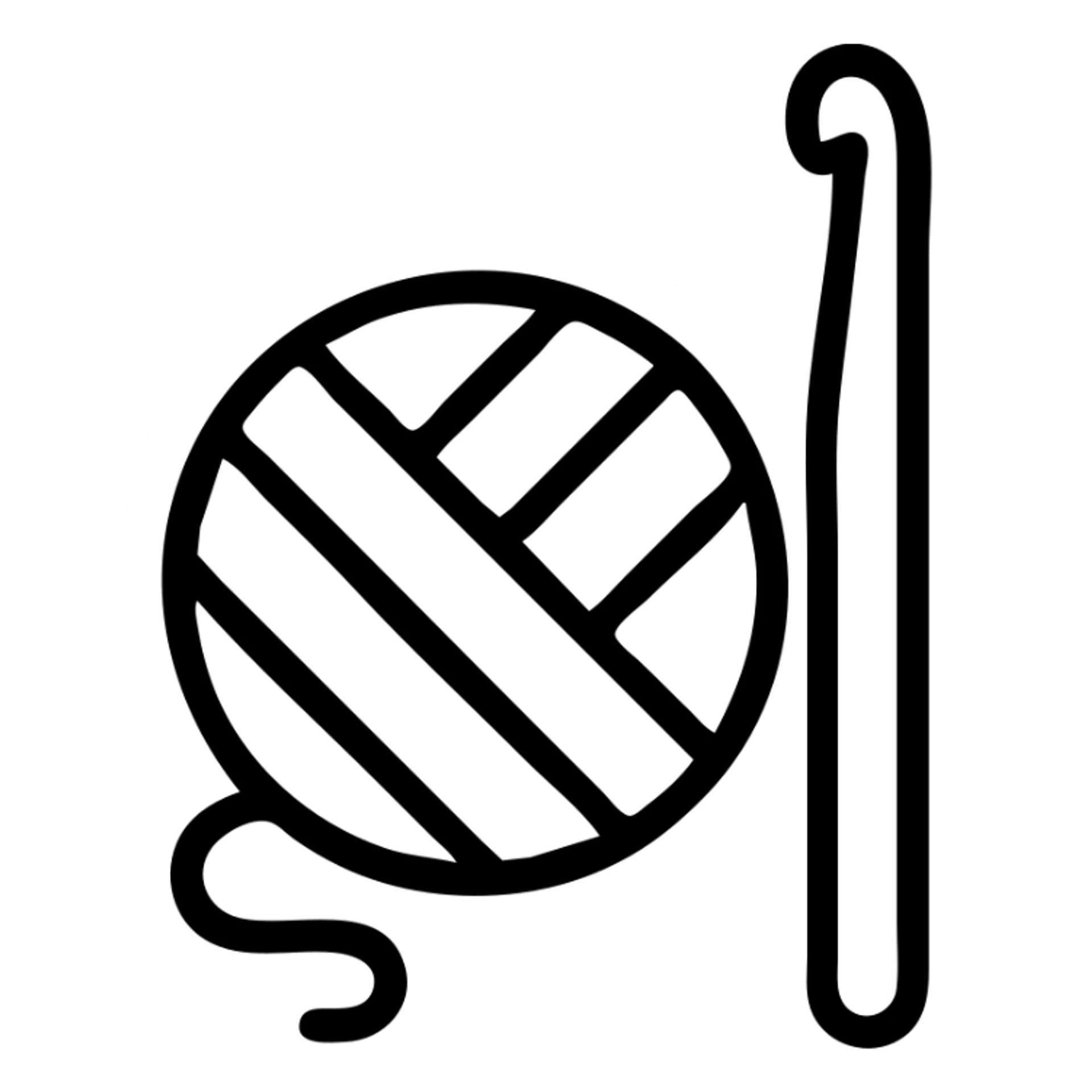 crochet hook and yarn ball, minimal icon style, clean lines, simple shapes, no text sticker