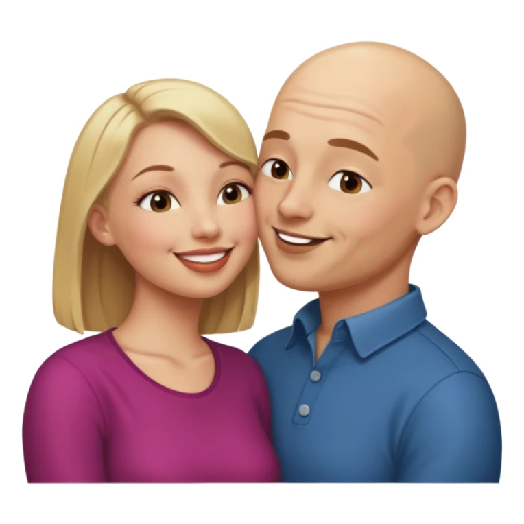 Bald man kissing dark blonde woman sticker