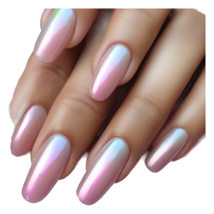 Long oval iridescent pink french manicure sticker