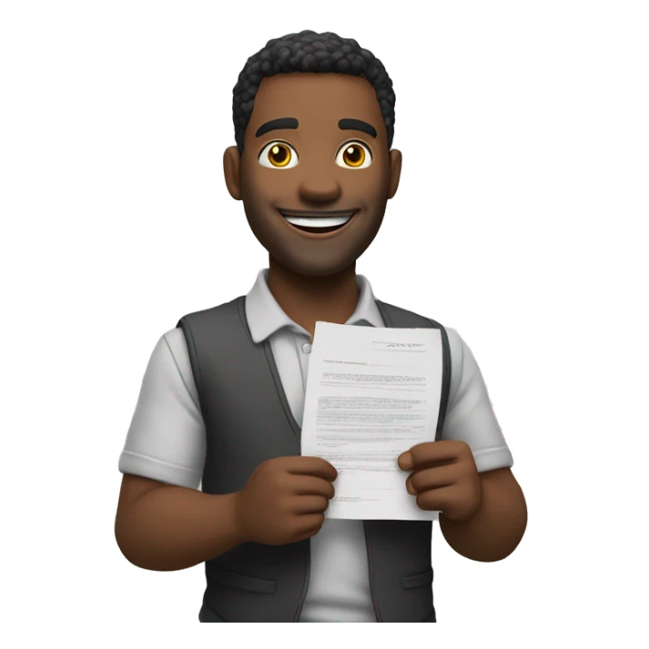 happy man who hold an signed contract in his arms sticker