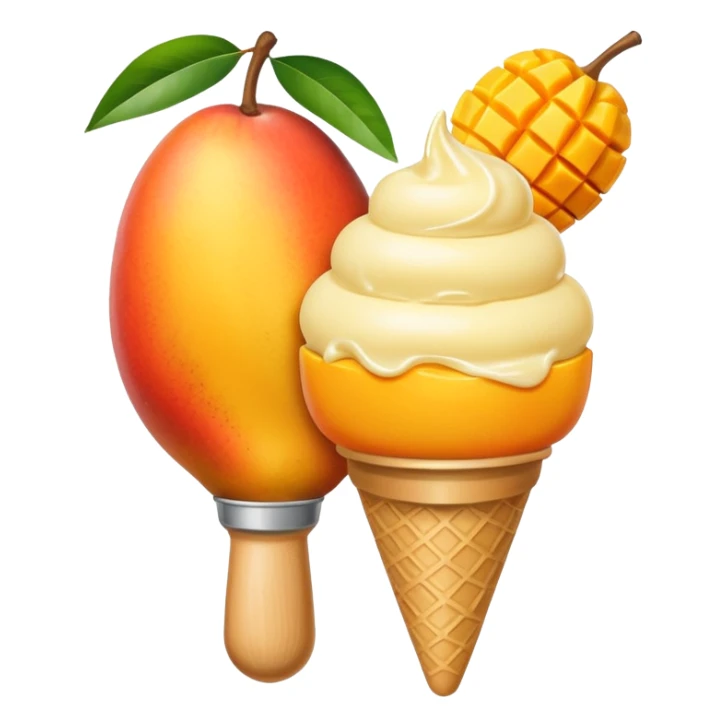 mango and scoop of vanilla ice cream sticker
