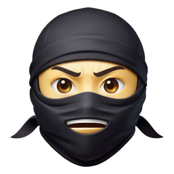 Clash of Clans aesthetic Comical Ninja Portrait Emoji, Head tilted dramatically with an exaggerated, fun expression and wide, comically expressive eyes peeking from a partially lifted mask, featuring a lean, agile form with playful stealth and natural skin tone, Simplified yet humorously expressive features, highly detailed, glowing with a slightly sassy shadowy glow, high shine, dramatic yet playful, stylized with an air of cheeky ninja mischief, soft glowing outline, capturing the essence of a meme-worthy ninja who blends humor with stealth into viral fame! sticker