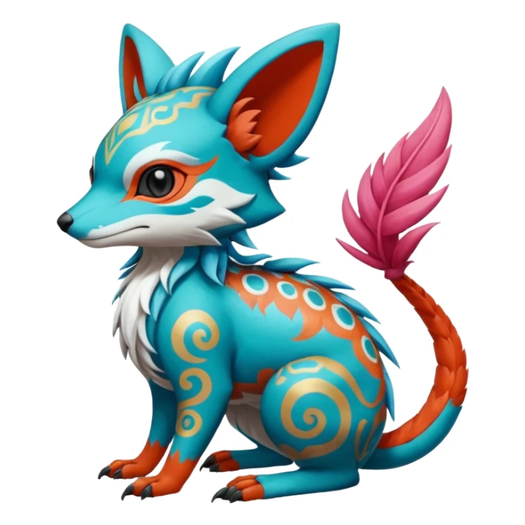  exotic tropical ornate furry Asian painted cyber-Sleuth-Loyd-Garmaddon-Litten-Linoone-Noibat-Fakémon-Pokémon-Vernid-creature sticker