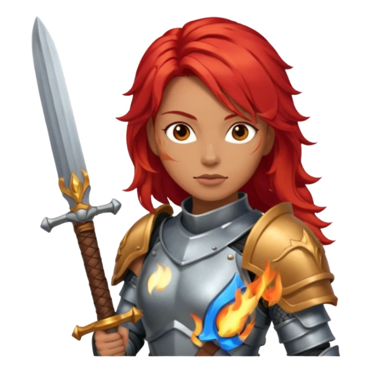 woman fire armored warrior sticker