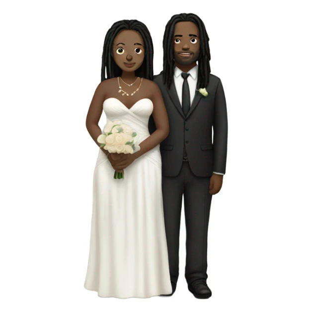 full body Plus size couple with dreads wedding pale sticker