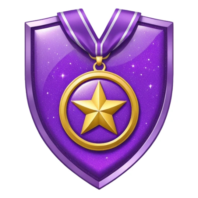 Purple Glitter military medal shield sticker