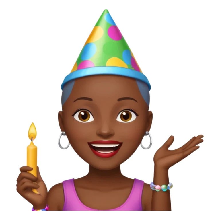 Classic mustang dark women with shaved head sing happy birthday sticker