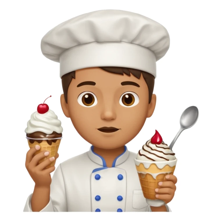 Young Male Chef eating sundae with spoon sticker