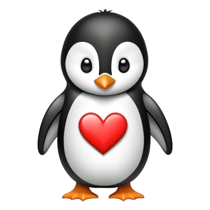Penguin saying I love you with hearts sticker