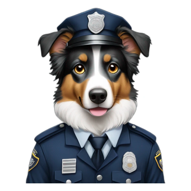 Australian Shepherd in Police Uniform portrait sticker