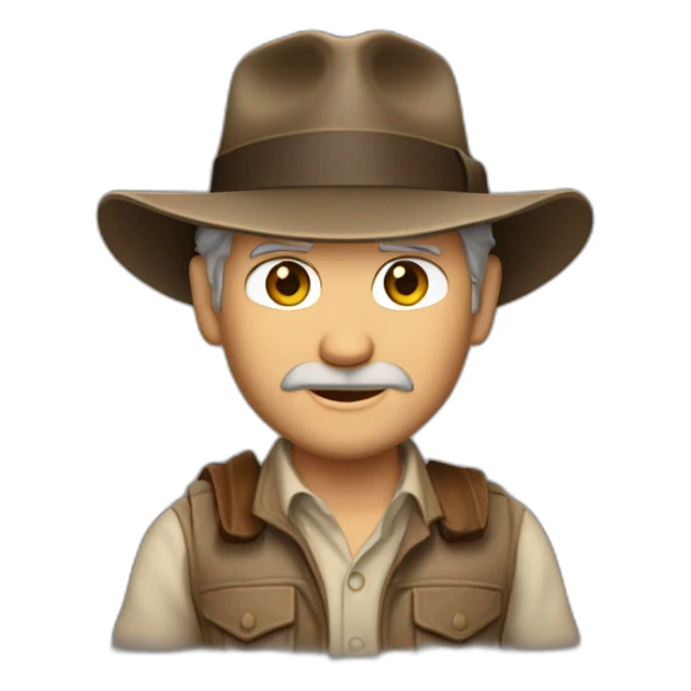 A TOK emoji of Harrison Ford as Indiana Jones. No patterns sticker