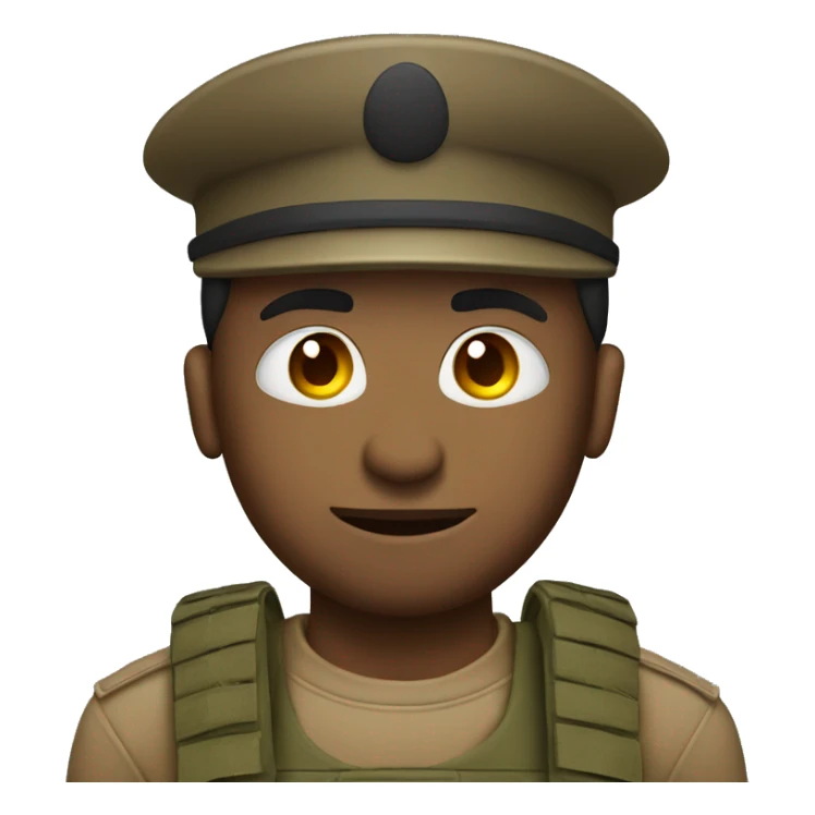 Indian American soldier with question mark face sticker
