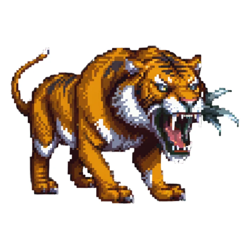 saber-toothed tiger with long fangs, ice age predator sticker