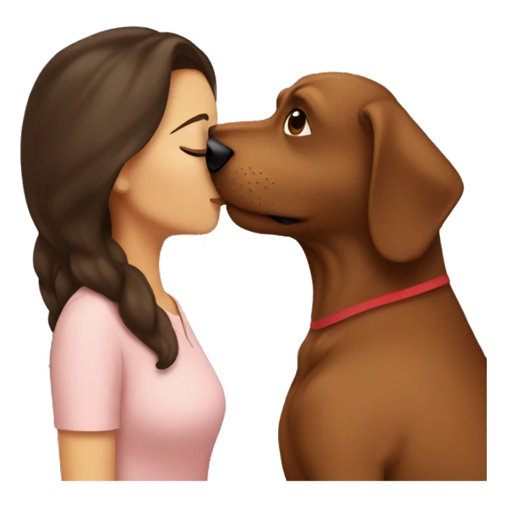 Brunette kissing big brown dog sticker
