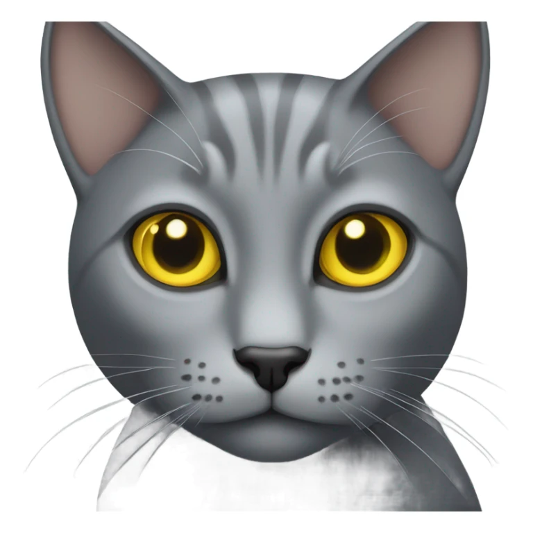 Grey cat yellow eyes with big nose sticker