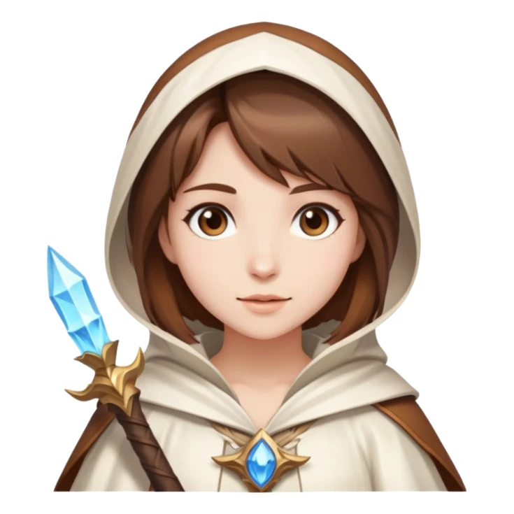 Pretty girl brown hair white mage casting freeze sticker
