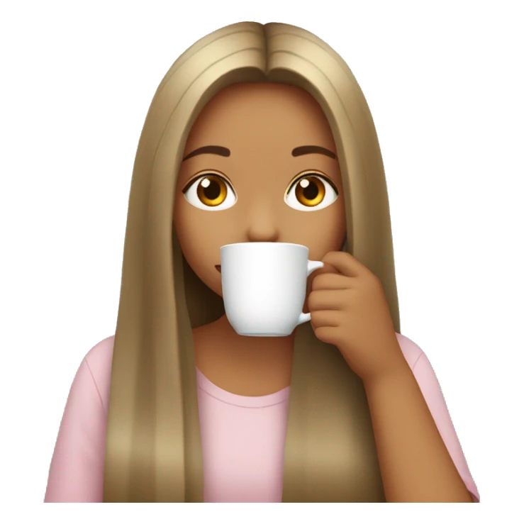 Girl with long hair sipping tea sticker