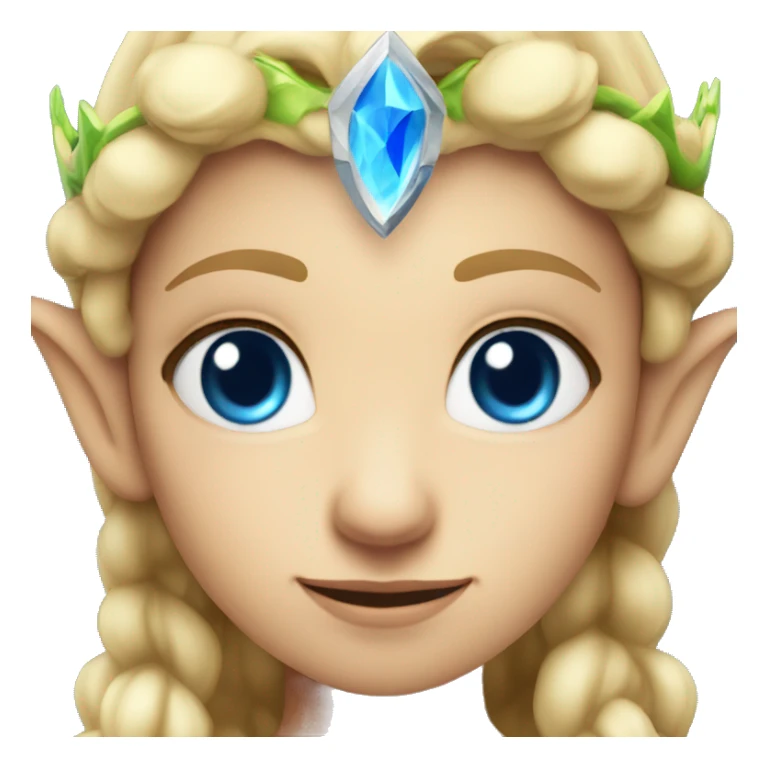 Blonde female elf with blue eyes and a fire crown sticker